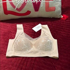 Zen Chic Bra Creamy Beige Lace Padded Size Medium NWT